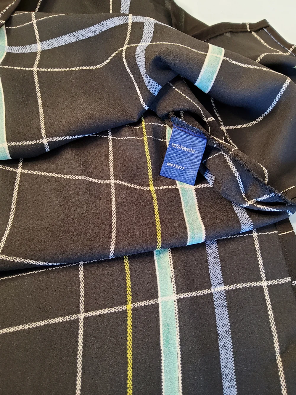 Apt. 9 Black Plaid Sleeveless Mock Neck Dress with Blue and Teal Stripes - Picture 5 of 6